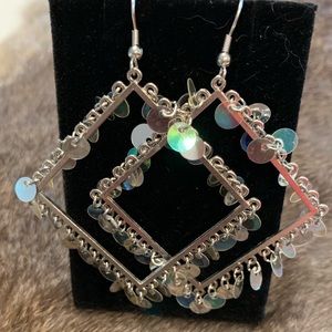 Iridescent Silver-tone earrings
